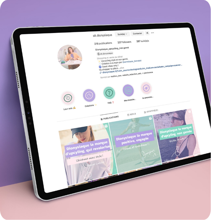 dionysiaque upcycling vetement profil instagram