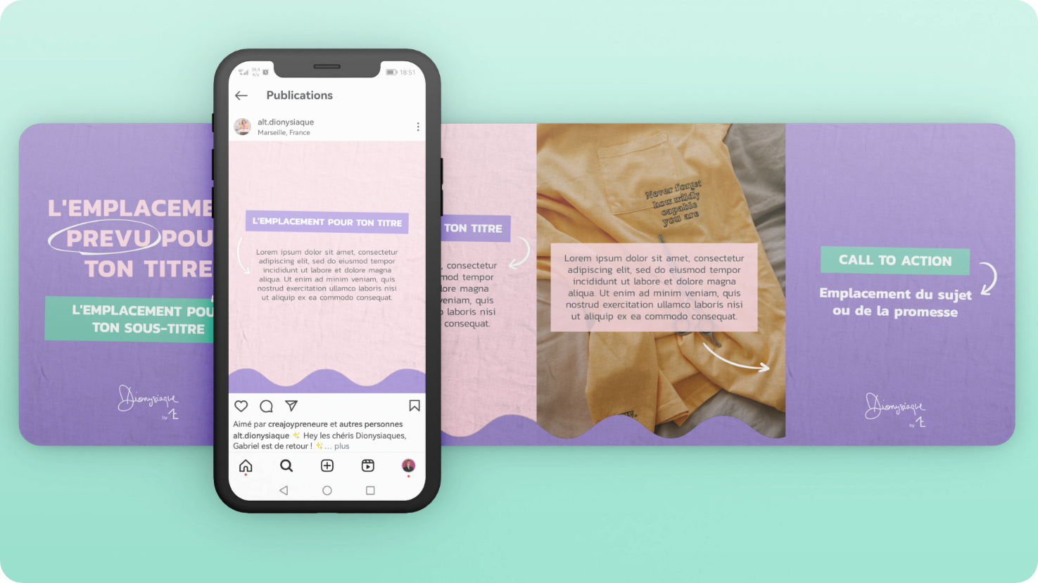 dionysiaque upcycling vetement template carrousel instagram